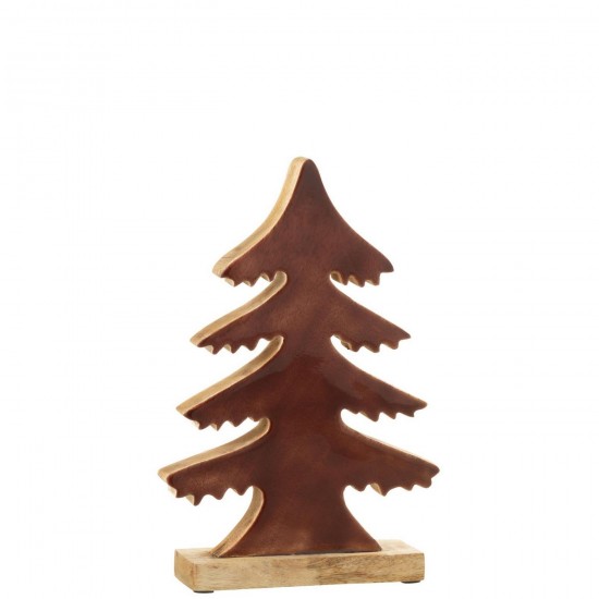 J Line Dennenboom Op Voet Mangohout Naturel Bruin Medium L18xB5xH27 cm kerstbomen JO55737.