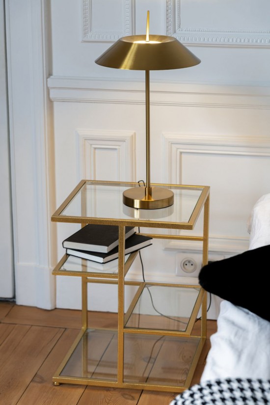 Jolipa Jline Table D Appoint Fer Verre Doré.