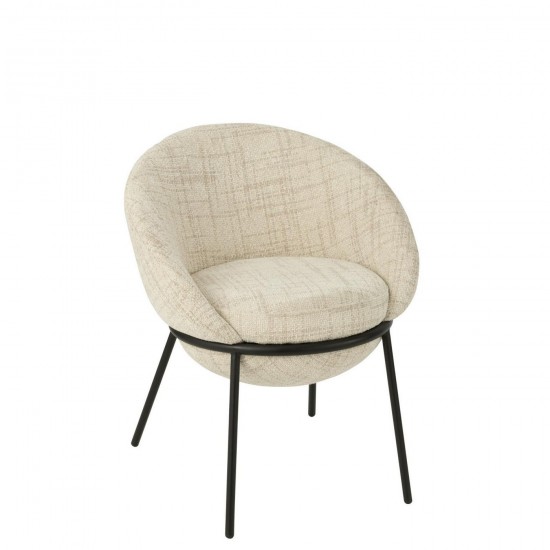 J Line Stoel Ijzer Beige Zwart L61xB59xH77 cm stoelen eetkamerstoelen eethoekstoelen eettafelstoelen eetstoelen JO55770.