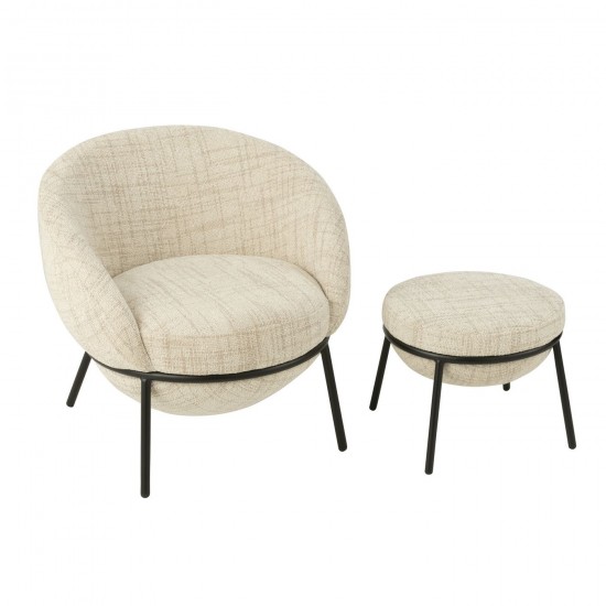 Jline Tumbona Reposapiés Plancha Beige Negro.