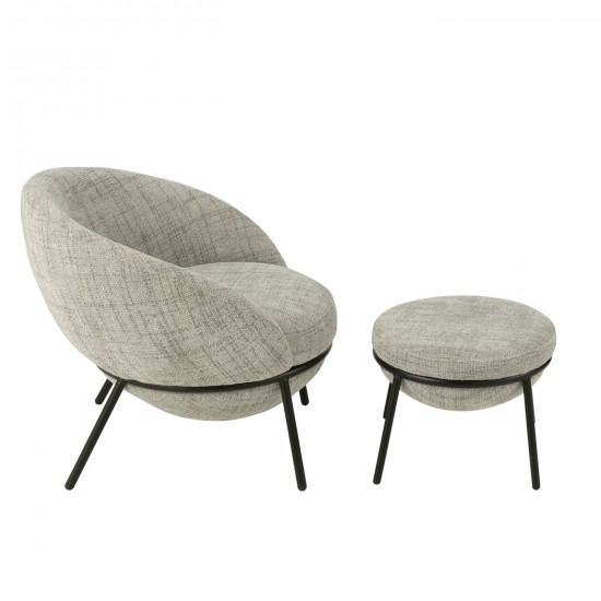 J Line fauteuils Jolipa Chaise Longue Repose Pied Fer Gris Noir.