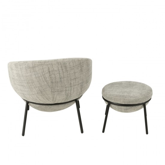 Jline Loungestoel Poef Ijzer Grijs Zwart.