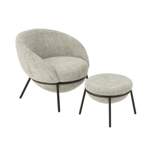 J Line Loungestoel Poef Ijzer Grijs Zwart L72xB75xH70 cm zetels JO55775.