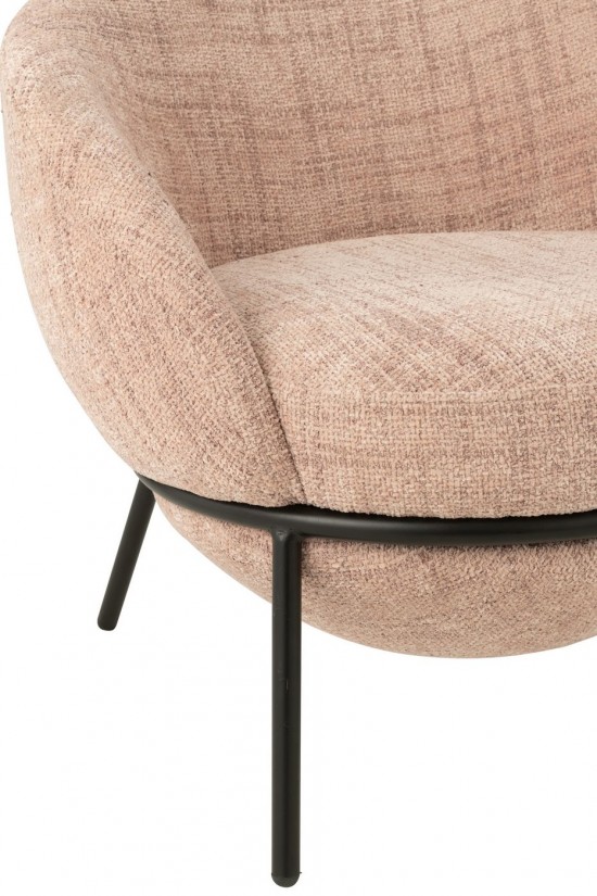 J Line Lounge Chair Footstool Iron Light Pink Black armchairs.