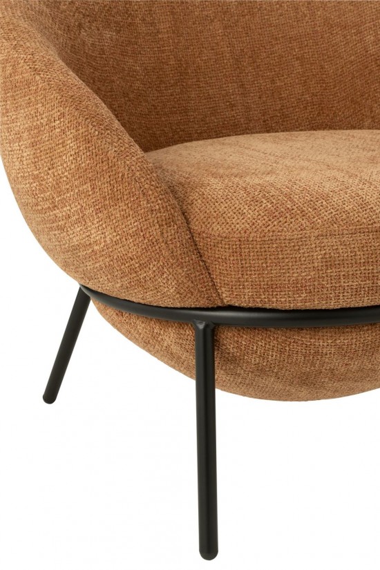 J Line Lounge Chair Footstool Iron Terracotta Black armchairs.