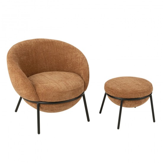 Jline Tumbona Reposapiés Plancha Terracota Negro.