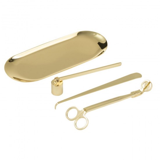 J Line Kaarsendief Candle Kit Ijzer Goudkleurig L25xB12xH4 cm kaarsendovers JO55785.