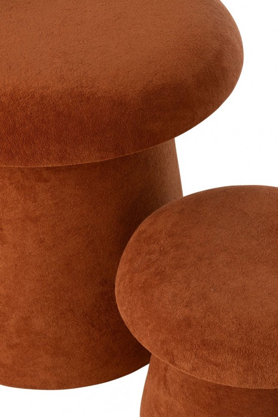 J Line poufs Jolipa Set De 2 Tabouret Champignon Mdf Terracotta.