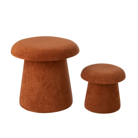 Jline Set Van 2 Kruk Paddenstoel Mdf Terracotta.