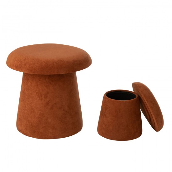 J Line Set Of 2 Stool Mushroom Mdf Terracotta hassocks footstools.