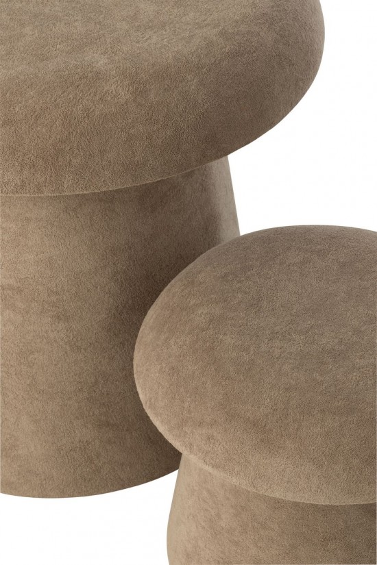 J Line poufs Jolipa Set De 2 Tabouret Champignon Mdf Grège.