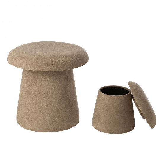 J Line Set Of 2 Stool Mushroom Mdf Greige hassocks footstools.