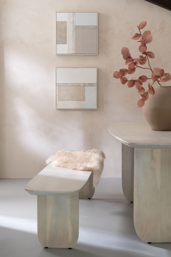 Jline Banco Madera De Acacia Blanco.