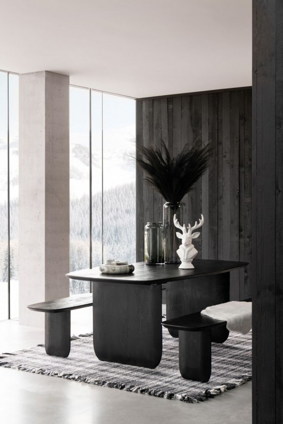 J Line Tavolo Da Pranzo Legno Di Acacia Nero Mesas De Comedor Madera De Acacia Negro.