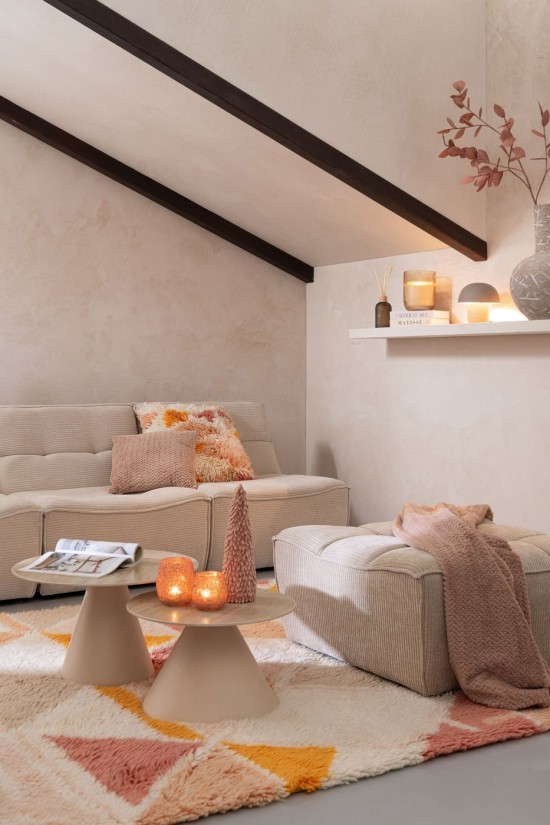 Jline Juego De 2 Mesa Auxiliar Cono Plancha Crudo Beige.