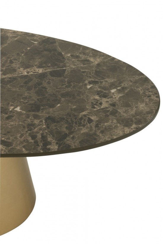 J Line Set Of 2 Side Table Marble Effect Iron Bronze Colored Taupe coffee tables.