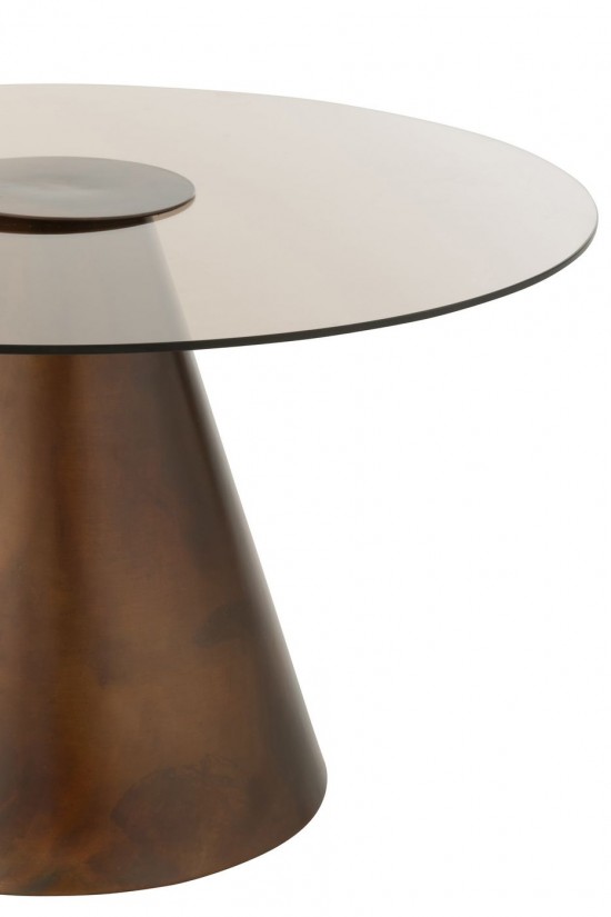 Jline Bijzettafel Glass Flat Cap Kegel Ijzer Donkerbruin Large.