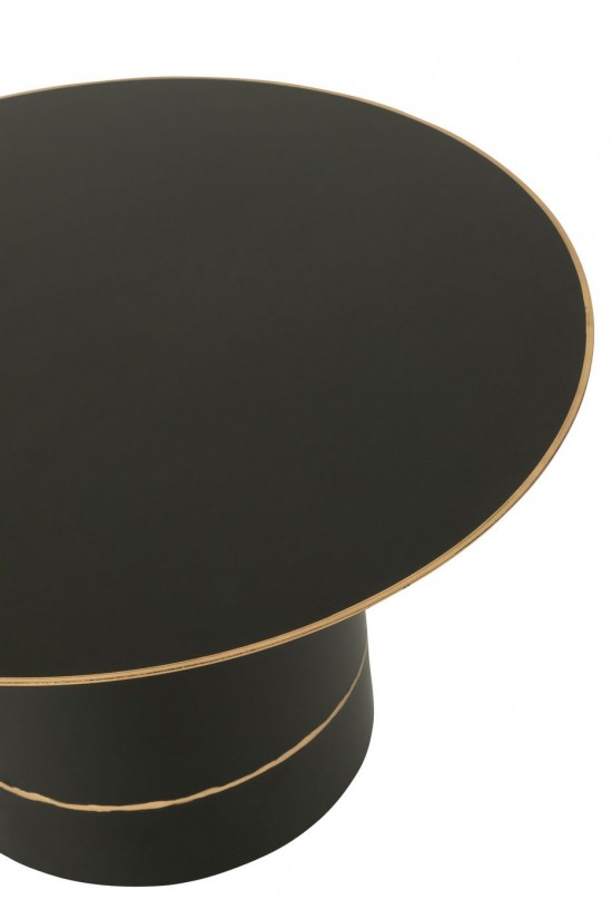 J Line tables de salon basse Jolipa Table Basse Base Cylindre With Golden Border Rond Fer Noir Doré Small.