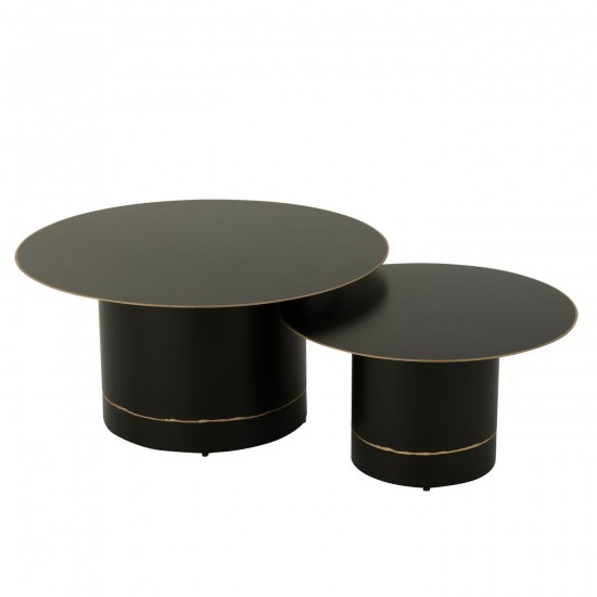 Jline Salontafel Cilindervoet With Golden Border Rond Ijzer Zwart Goudkleurig Large.