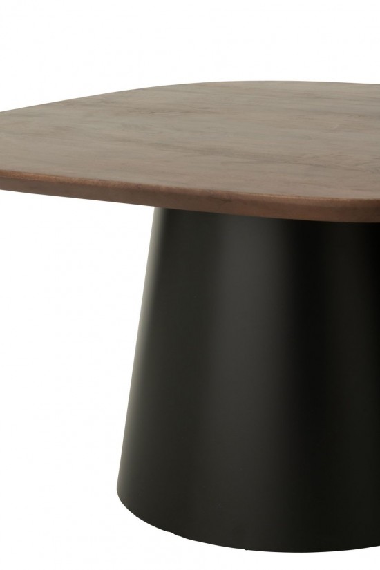 J Line tables de salon basse Jolipa Set De 2 Table D Appoint Carré Bois De Manguier Marron Foncé Noir.