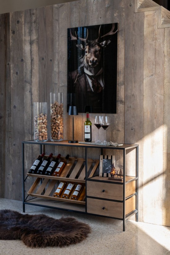 J Line Barkast Wine Fineer Naturel Zwart Small.