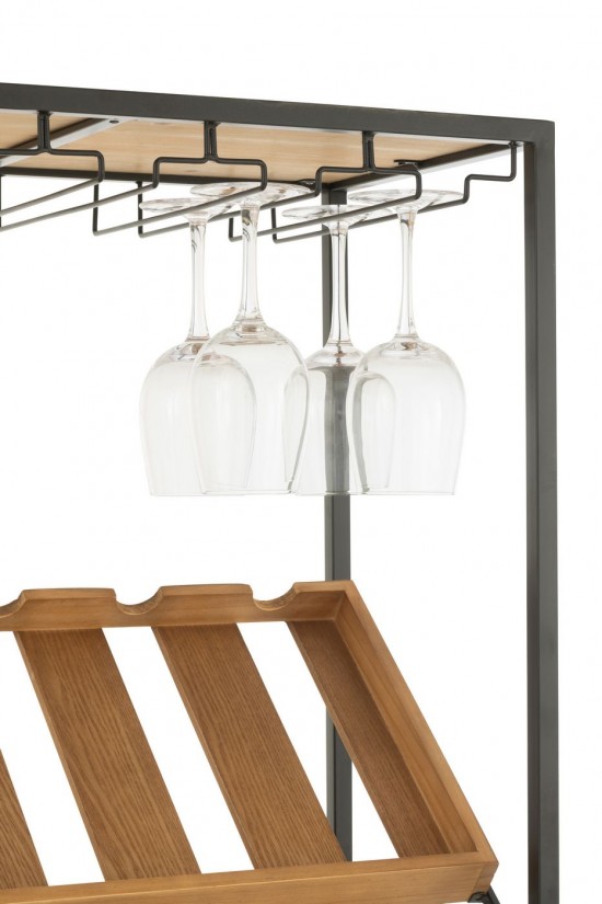 JLine J Line Barkast Wine Fineer Naturel Zwart Large L60xB33xH169 cm barkasten drankkasten.