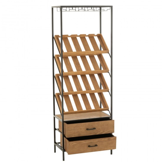 Jolipa Jline Meuble Bar Wine Placage Naturel Noir Large.