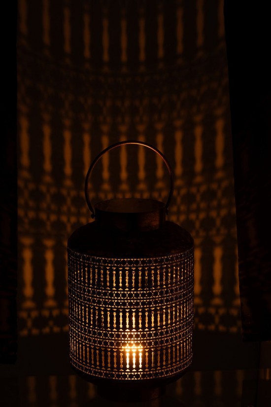 J Line lanternes photophores Jolipa Lanterne Antique Cylindre Fer Bronze Small.