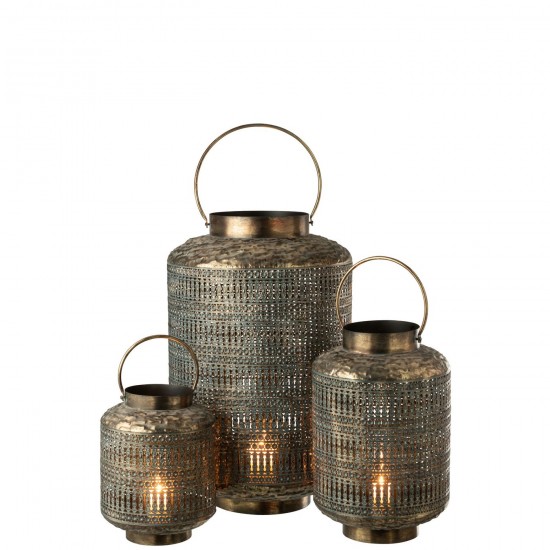 J Line Lantern Antique Cylinder Iron Bronze Colored Large lanterns.