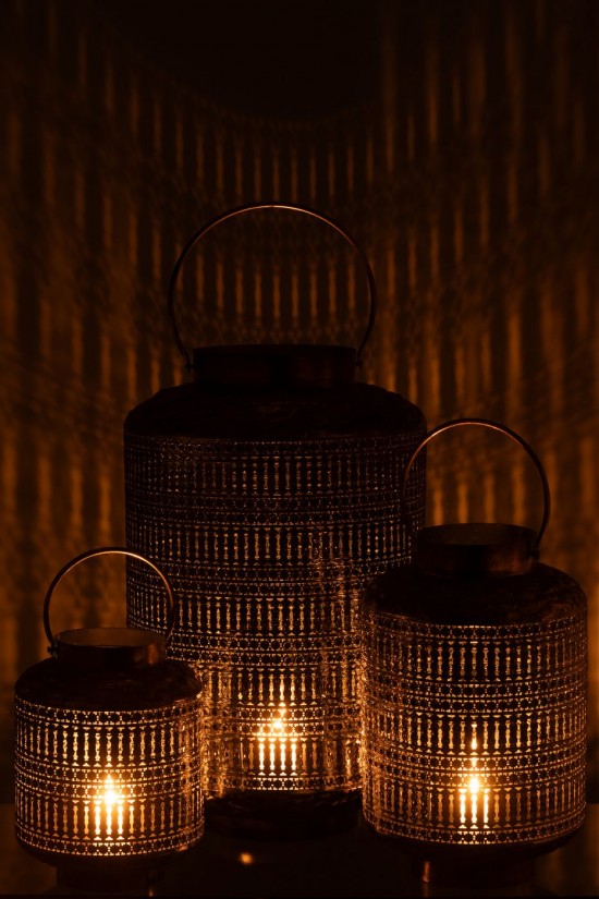 Jline Laterne Antik Zylinder Eisen Bronzefarben Large lanternen.