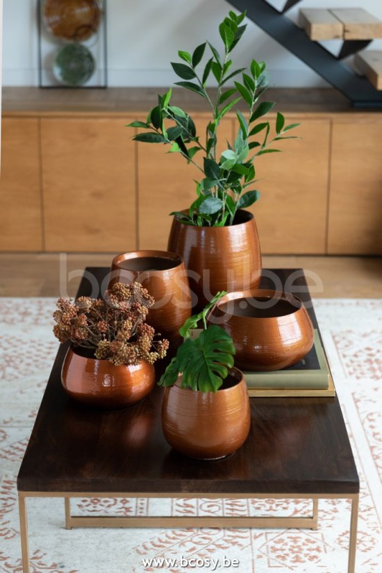 Jline Mesa De Salon Rafi 3Partes Hierro Madera De Mango Oro Marron Oscuro