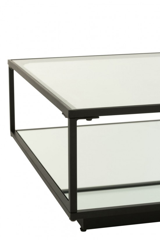 J Line tables de salon basse Jolipa Table Basse Fer Verre Noir Large.