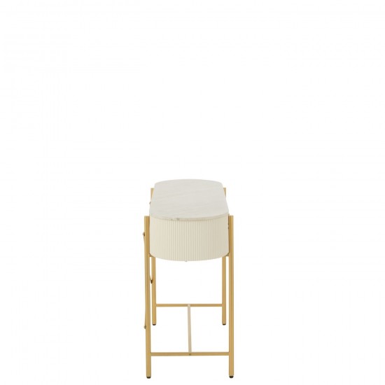 J Line tables de drapier murales Jolipa Console Mdf Marbre Métal Blanc Doré.