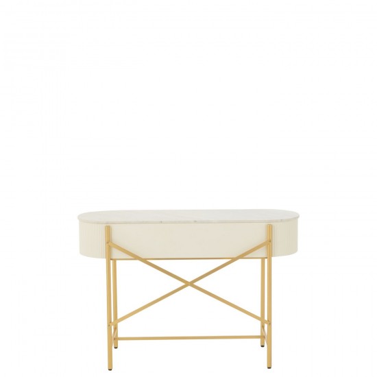 Jline Console Mdf Marmer Metaal Wit Goudkleurig.