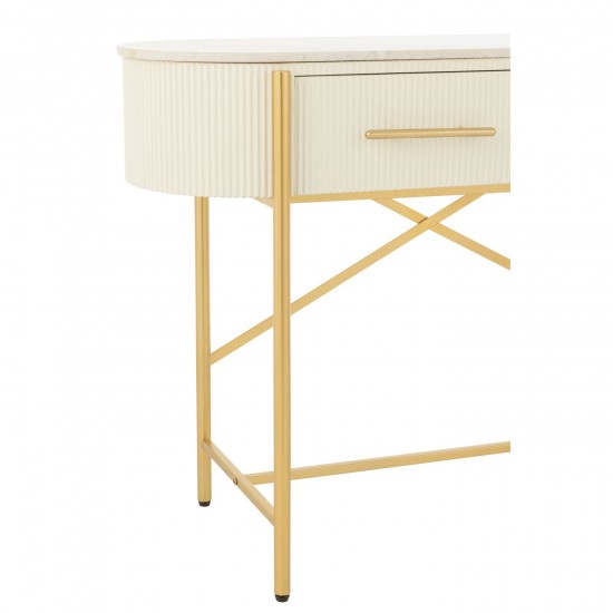 J Line Console Mdf Marble Metal White Gold Colored sidetables.