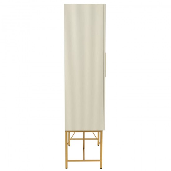 J Line armoires avec portes Jolipa Commode Mdf Métal Blanc Doré.