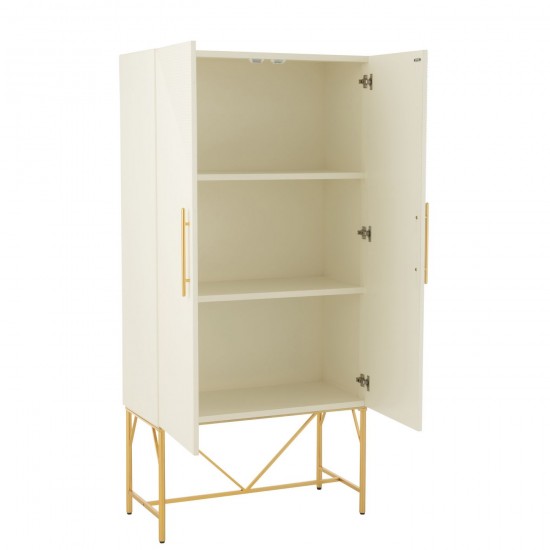J Line Cassettone Mdf Metallo Bianco Oro Cómoda Mdf Metal Blanco Dorado.