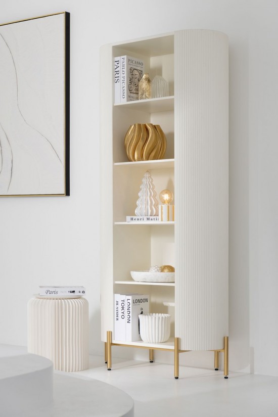 J Line Scaffale Mdf Metallo Bianco Oro Estantería Mdf Metal Blanco Dorado.