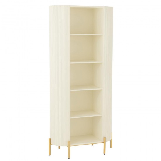 J Line Rek Mdf Metaal Wit Goudkleurig L84xB38xH190 cm opbergrekken uitstalkasten open kasten JO55937.