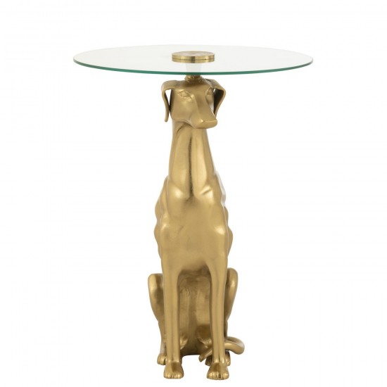 J Line tables d appoint bouts de canapé Jolipa Table D Appoint Dog Base Aluminium Verre Doré.