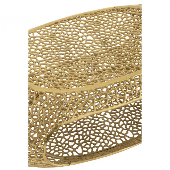 J Line Coffee Table Oval Aluminium Gold Colored Large coffee tables.