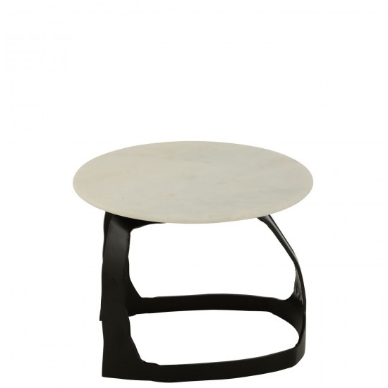 J Line tables d appoint bouts de canapé Jolipa Table D Appoint Aluminium Pierre Noir Blanc Small.