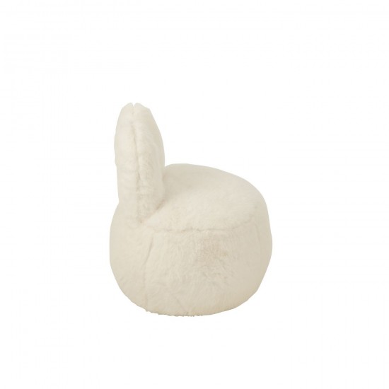J Line tabourets ronds Jolipa Tabouret Fur With Bunny Ears Bois Blanc.