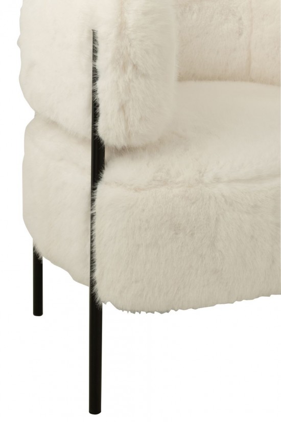 J Line Armchair Fur With Metal Legs Wood White armchairs.