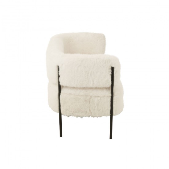 J Line fauteuils Jolipa Canapé 2 Places Fur With Metal Legs Bois Blanc.