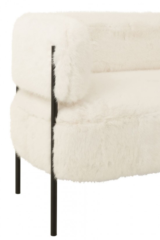 J Line 2 Seater Sofa Fur With Metal Legs Wood White armchairs.