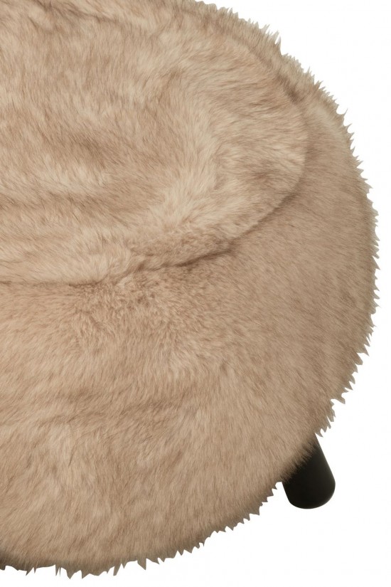 Jline Kruk Fur With Wooden Legs Hout Taupe.