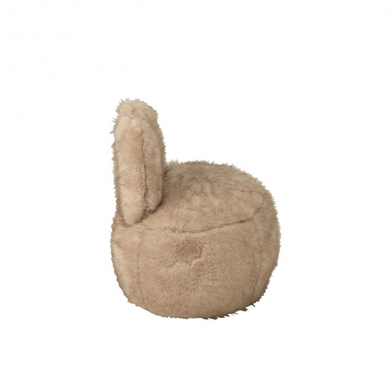 J Line tabourets ronds Jolipa Tabouret Fur With Bunny Ears Bois Taupe.