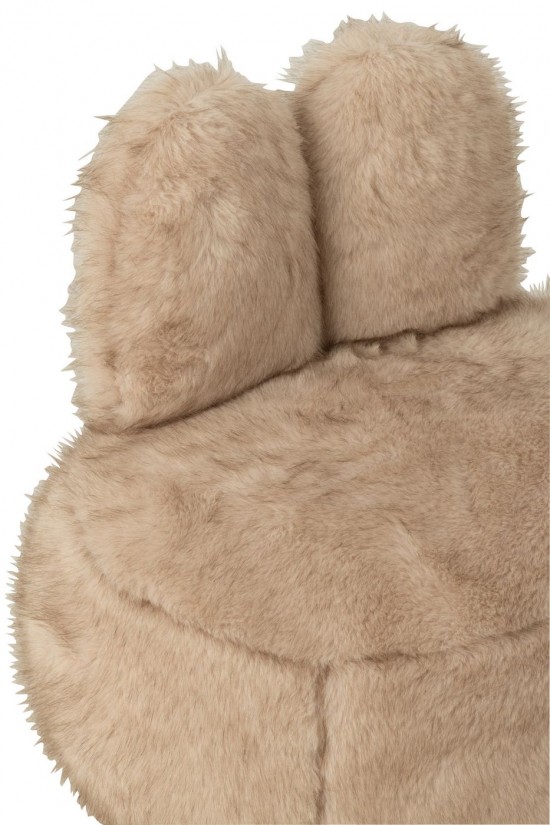 Jline Hocker Fur With Bunny Ears Holz Taupe runde hockern taburetts taburete.