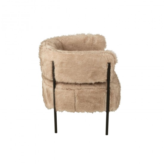 J Line fauteuils Jolipa Fauteuil Fur With Metal Legs Bois Taupe.